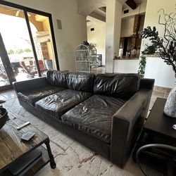 Free Delivery Restoration Hardware Grey Leather Couch 