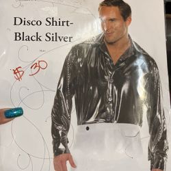 Disco Shirt Black Silver Costume