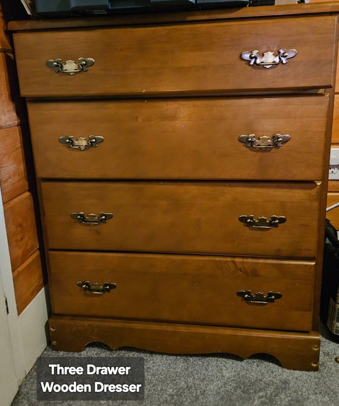 Four Drawer Wooden Dresser