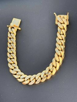 Jewelry 14k solid yellow gold Miami Cuban link bracelet 92 grams 8” 12,5mm wide