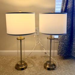 26” Modern Touch Control Table Lamp with USB Ports, 3-Way Dimmable Nightstand Lamp( set of 2) 