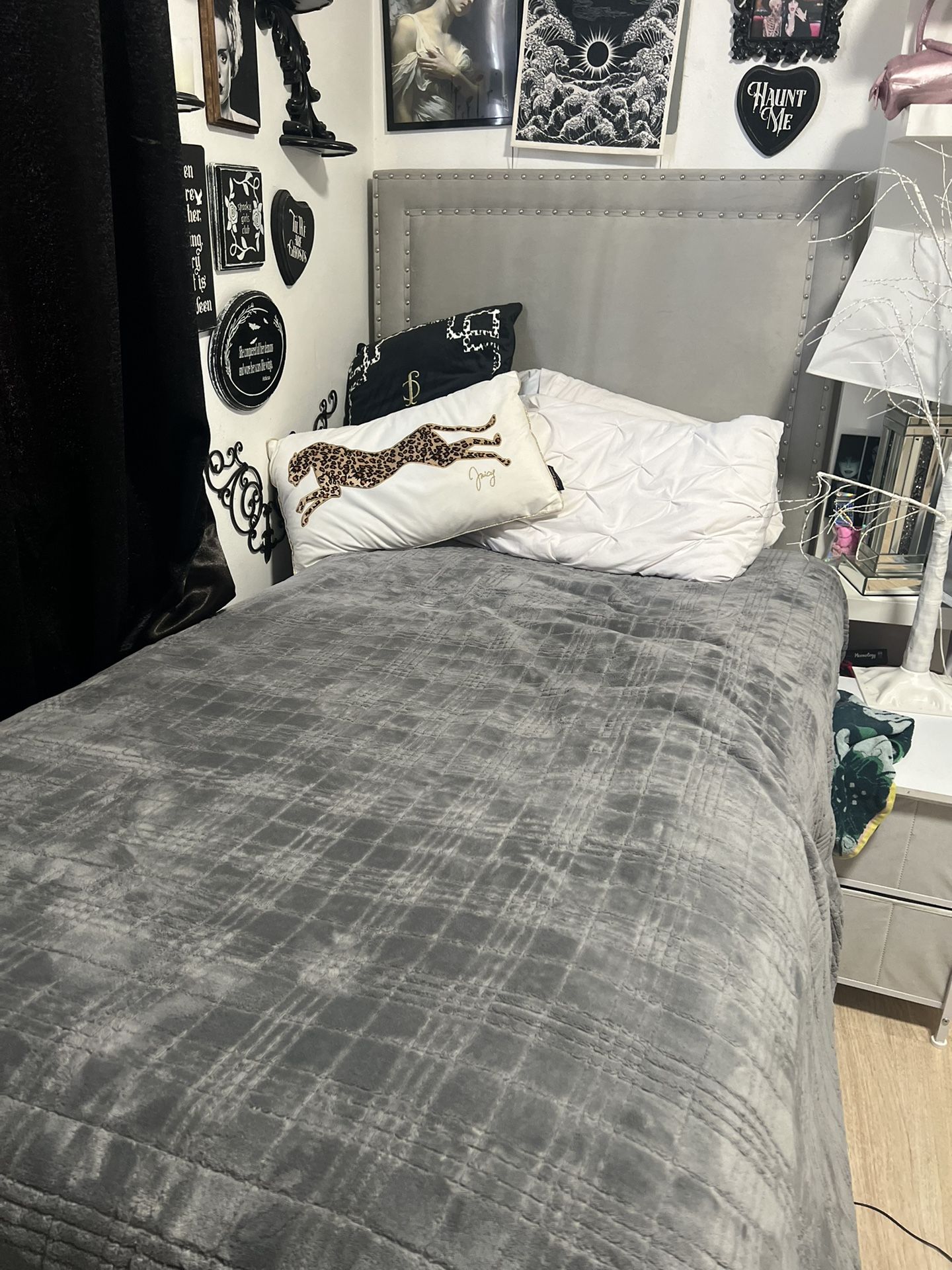 Grey twin Bed