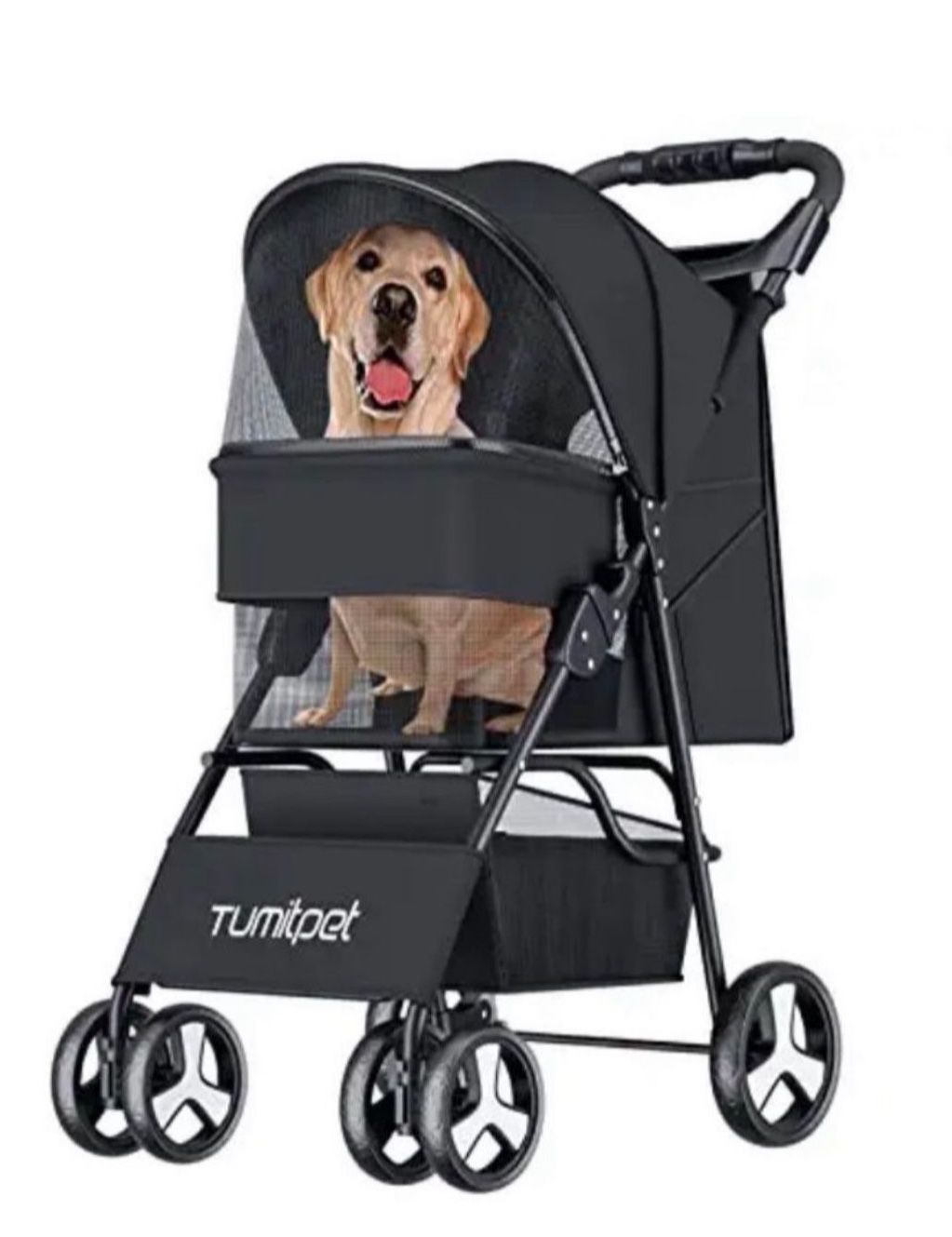 4 Wheels Folding M/L Pet Stroller Cat Dog Cage Stroller Portable Travel Carrier US In Black Color
