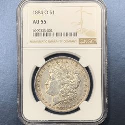1884-O Morgan Silver Dollar NGC Graded AU55