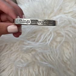 “All Things Through Him” Inspirational Bangle - Brand New