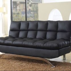 Black PU Futon Sofa Bed - 72.5" x 36" x 36.25"