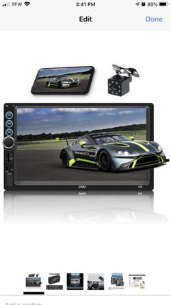 Double Din Car Stereo 7 Inch Touch Screen Car MP5 Player FM Radio Video Audio Compatible with Bluetooth Support Rear-View Camera Mirror Link iPhone &