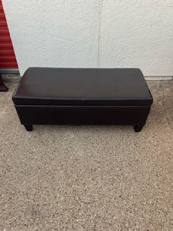 Leather Bench with Storage/brown