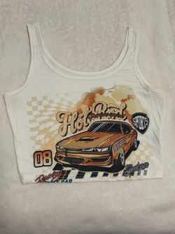 SHEIN Hot Rod Graphic White Tank Top - Size Small (US 4)