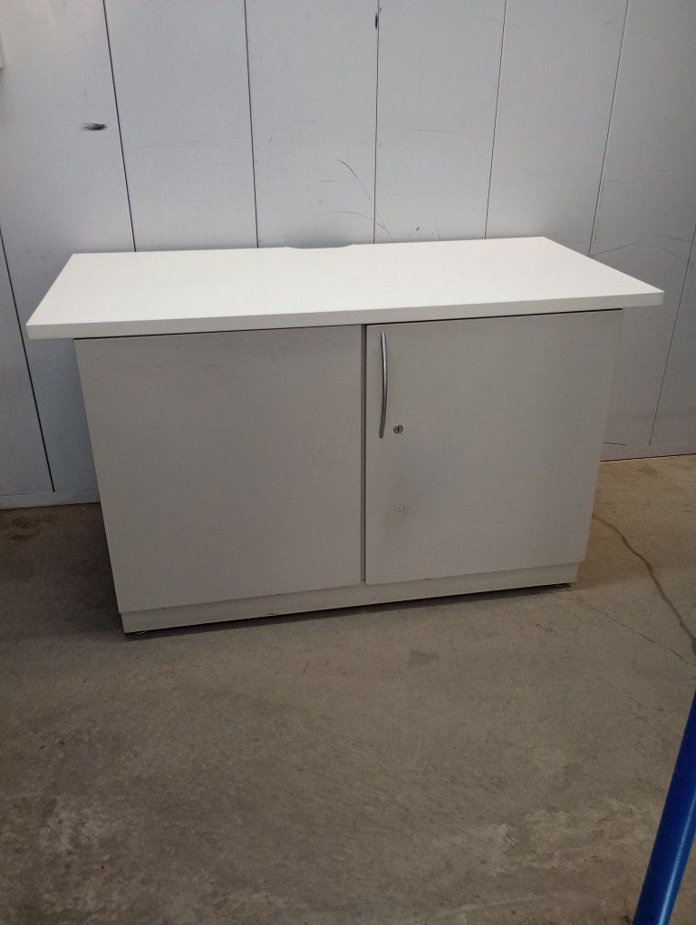 Solid Metal Storage Cabinet With Wood Top  $ 160