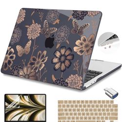 Teryeefi for MacBook Air M2 M3 M4 13.6 Case 2022 2023 2024 2025 Release A2681 A3113 A3240, Clear Hard Shell with Keyboard Cover & USB 3.0 Adapter & Sc