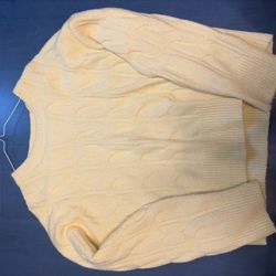 Light Yellow  Cable Knit Crewneck Sweater