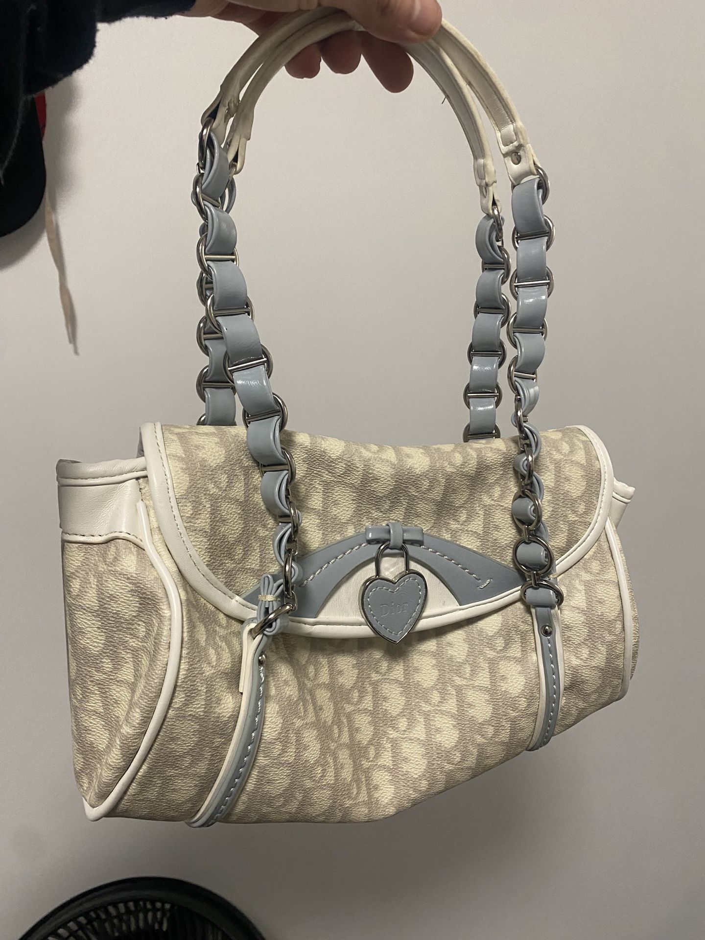 Vintage Christian Dior Trotter Romantic Chain Handbag W/ Heart Charm, Rare