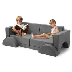 8 Pcs Kids Couch, Child Sectional Sofa - Grey.
