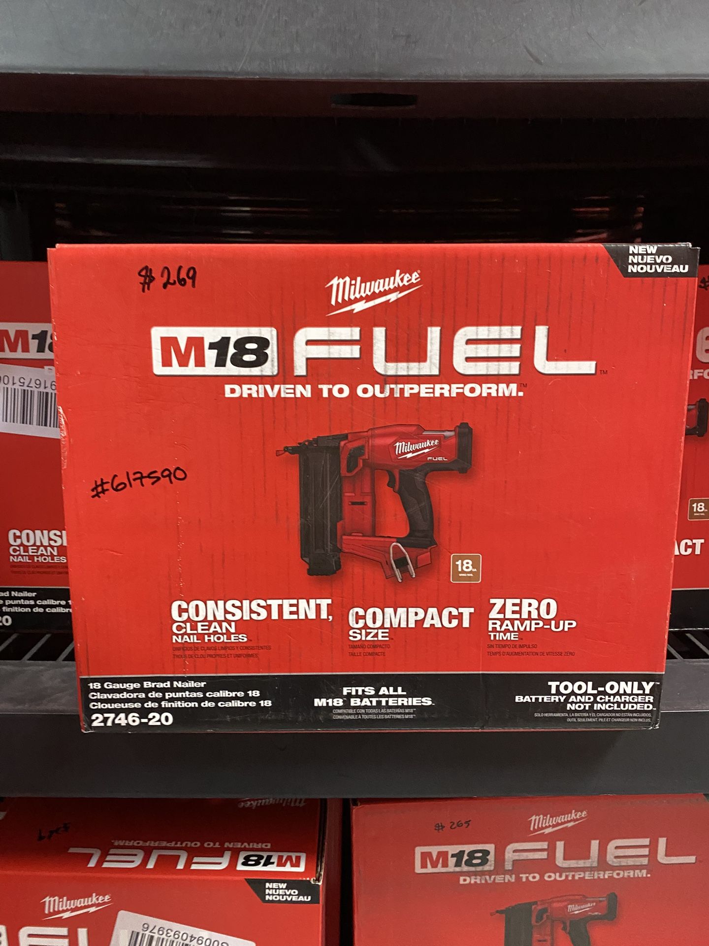Milwaukee M18 FUEL 18 Volt Lithium Ion Brushless Cordless Gen II 18 Gauge Brad Nailer (Tool Only)
