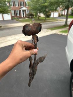 Hand-Forged Iron Rose Sculpture