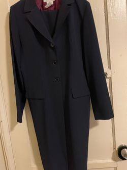 Navy Blue Long Button-Front Coat