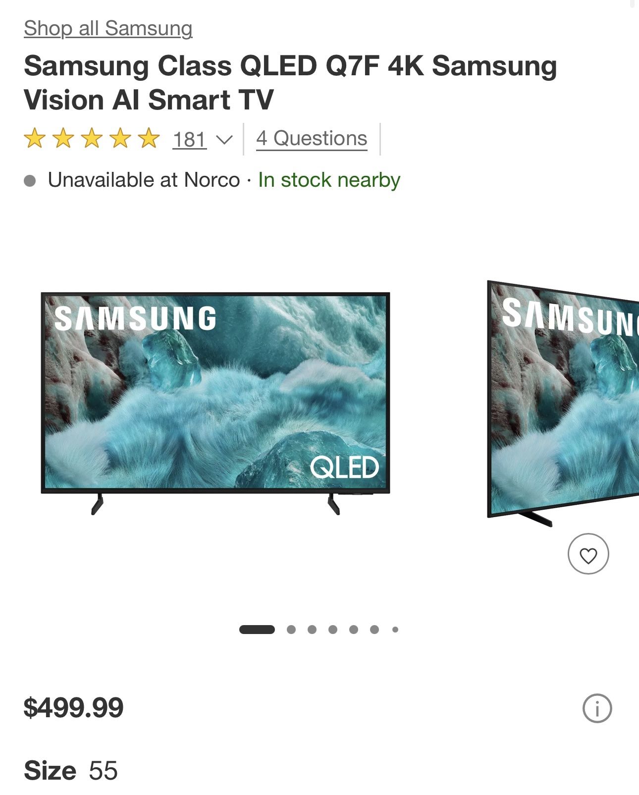 Samsung QLED 55” Ai Smart TV 