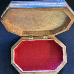 nlaid Wooden Box from Africa With Red Velvet Fabric