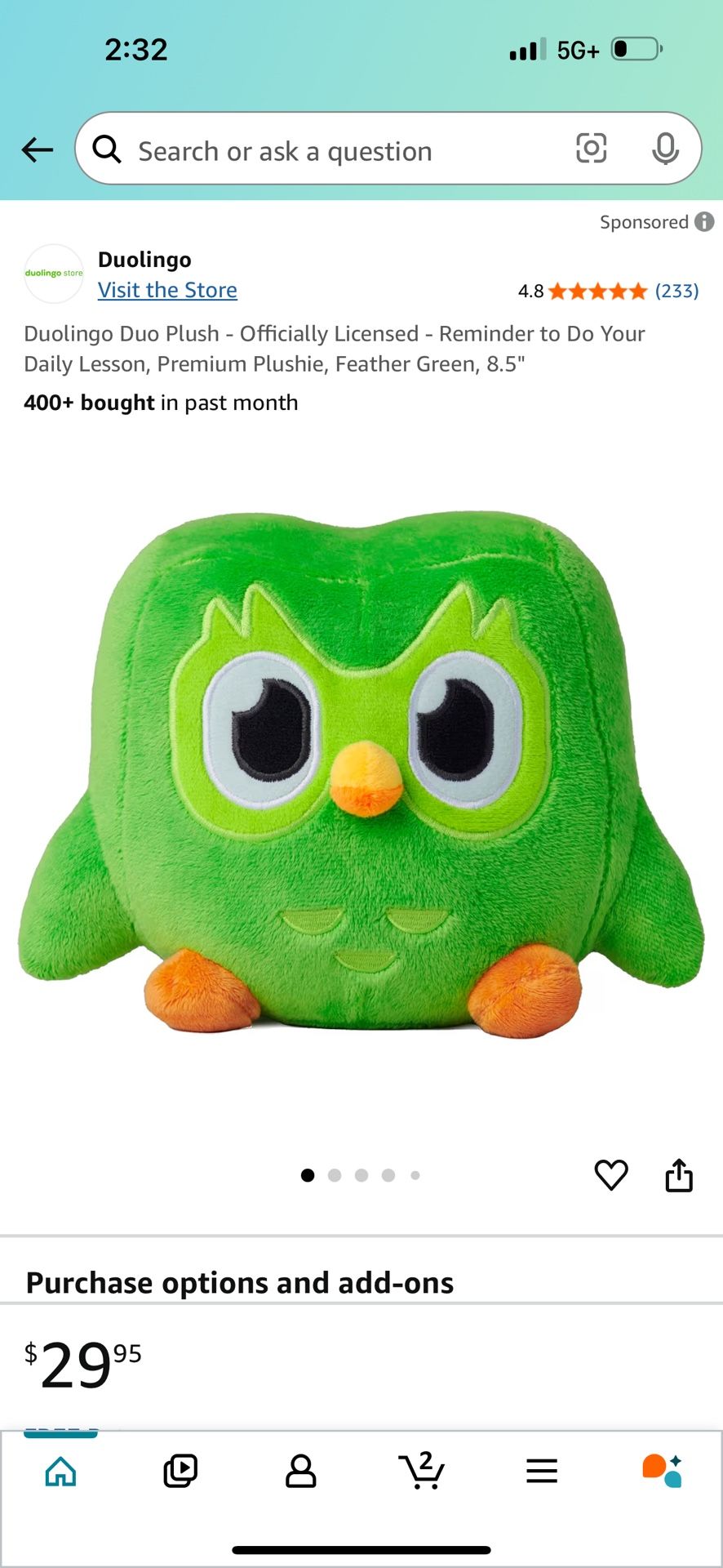 Duolingo Plush New