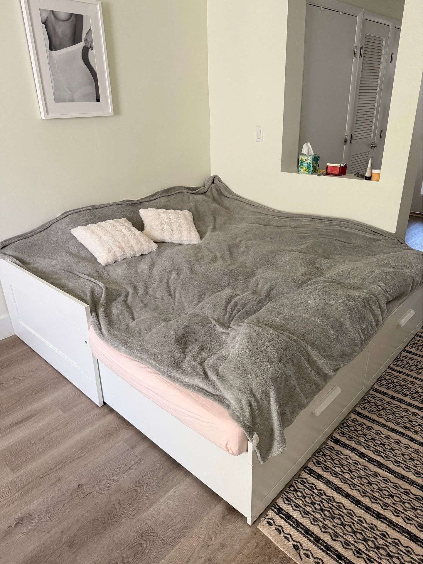 IKEA bed frame with drawers