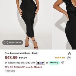 Pixie Bandage Midi Dress - Black Size XL