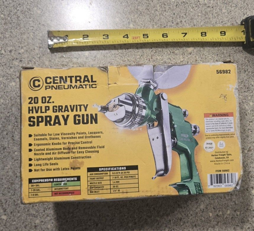 Central Pneumatic 20 Oz HVLP Gravity Spray
Paint Gun 1.4 Mm Nozzle