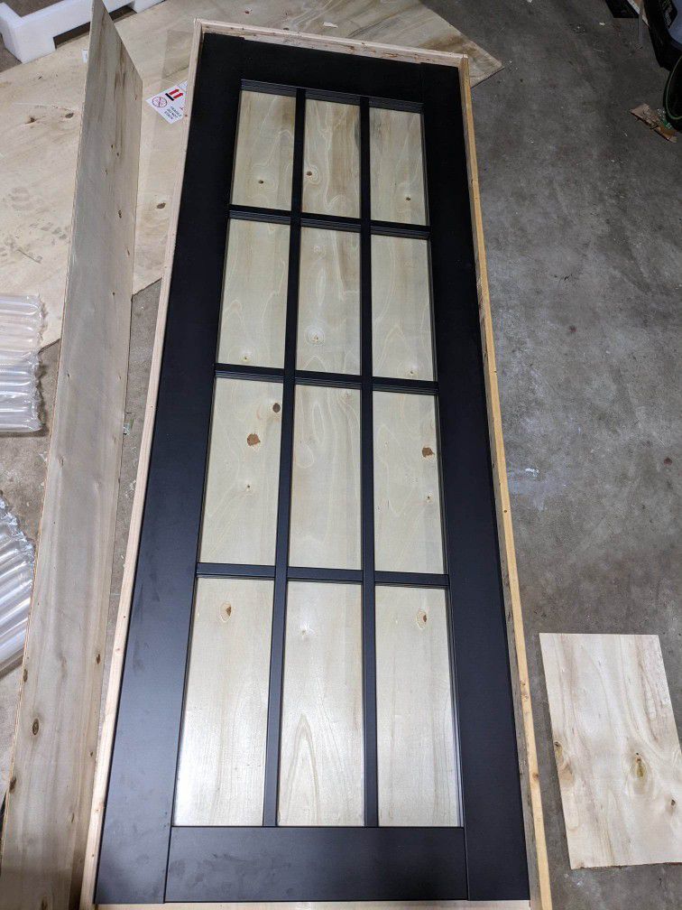 New Solid Single French  Door Clear 28" * 80" (Black)
