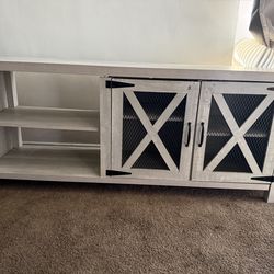 Gray wash farmhouse TV stand