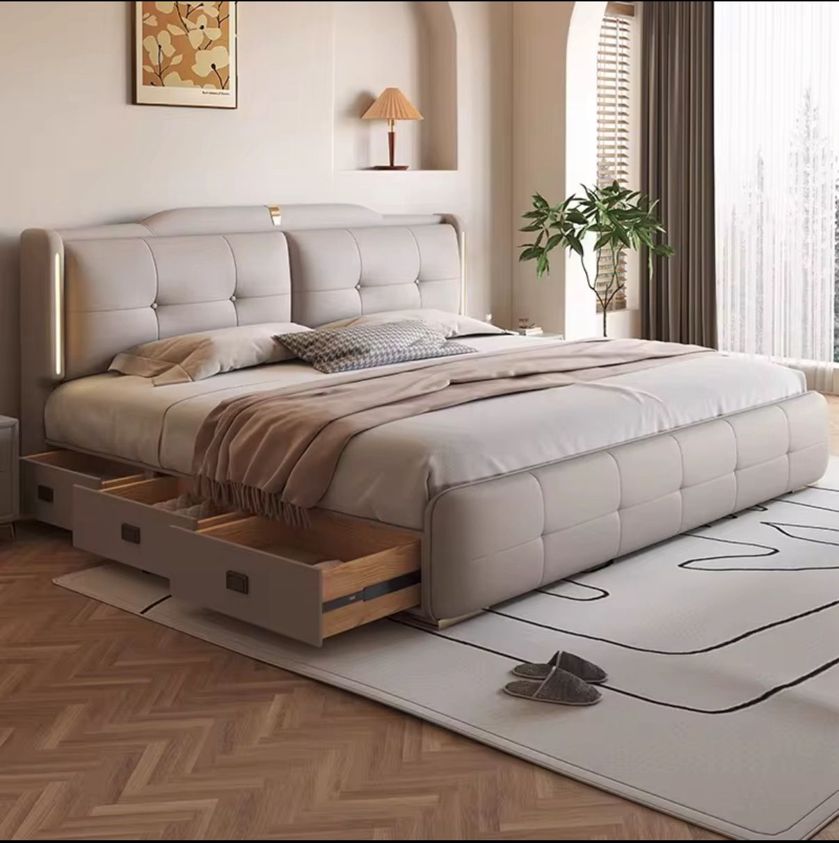 Elegant Minimalist Leather Bed – Hotel-Quality Luxury for Your Master Bedroom