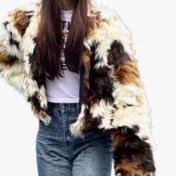 Men's Hooded Faux Fur Coat Thicken Casual Warm Jacket Zip Tops Winter