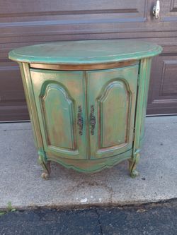 French Provincial Oval Cabinet Side Table