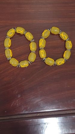 2 Yellow Glass Beaded Bracelet 