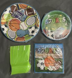 24 Guests Sports Theme Party Supplies (New)