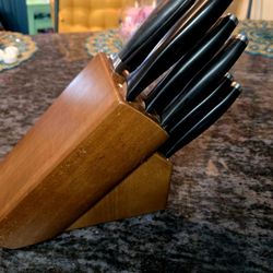 JA HENCKLES International Silver Cap Stainless Steel 13 Pieces Knives Set & Block