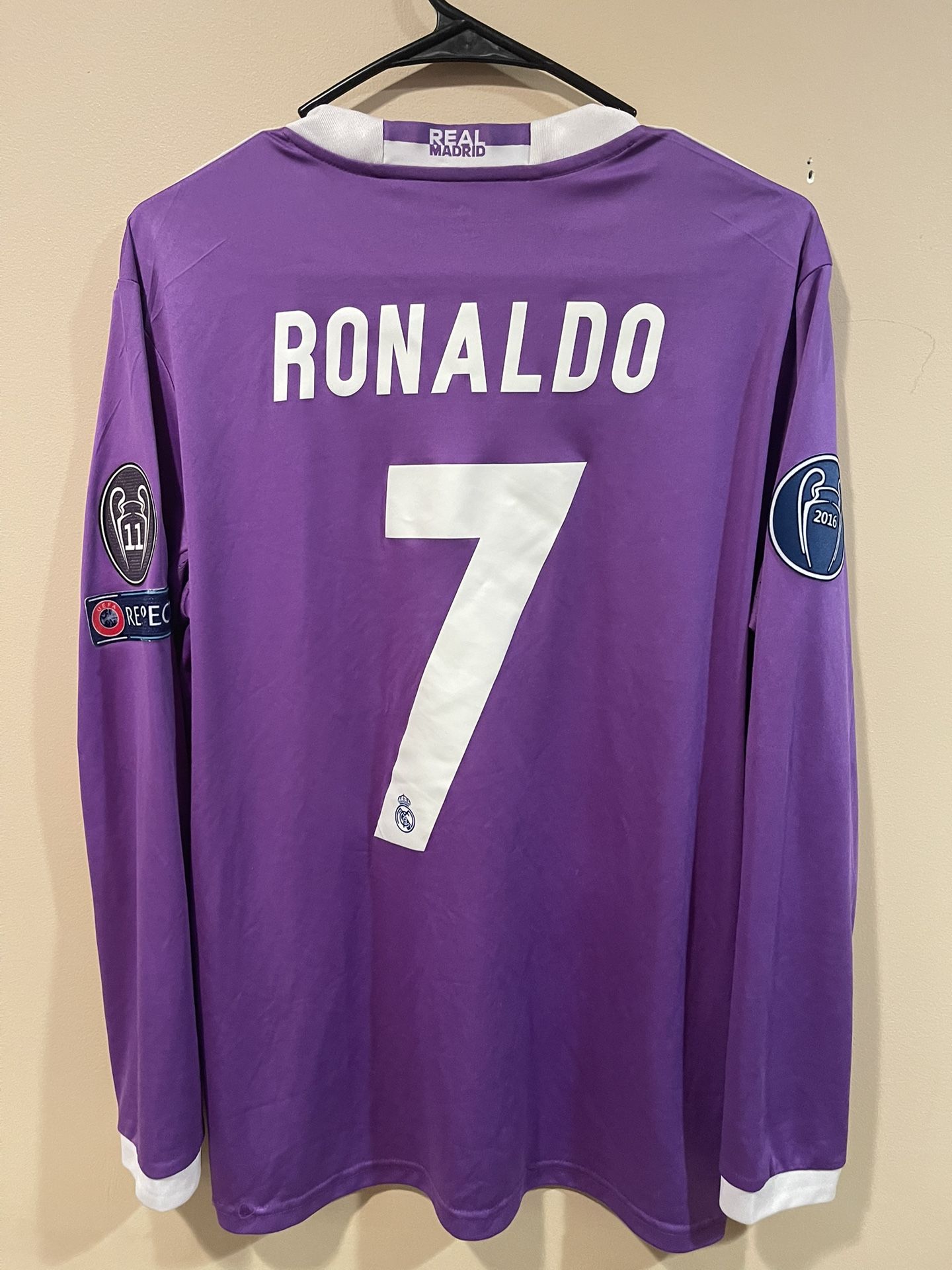 Real Madrid Purple 16-17 Cristiano Ronaldo Third Jersey Long Sleeve Adidas Size M
