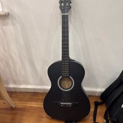 Black Acoustic Guitar with Strap