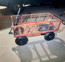 Heavy Duty Steel Mesh Garden Wagon with new flat free tires cart carretilla, carreta, Dolly