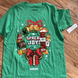 Boys Minecraft Xmas Shirt Size Medium 8 NEW