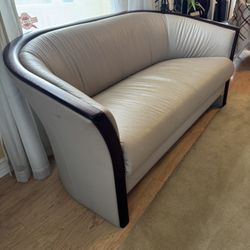 Beige Leather Couch Perfect For Living Room