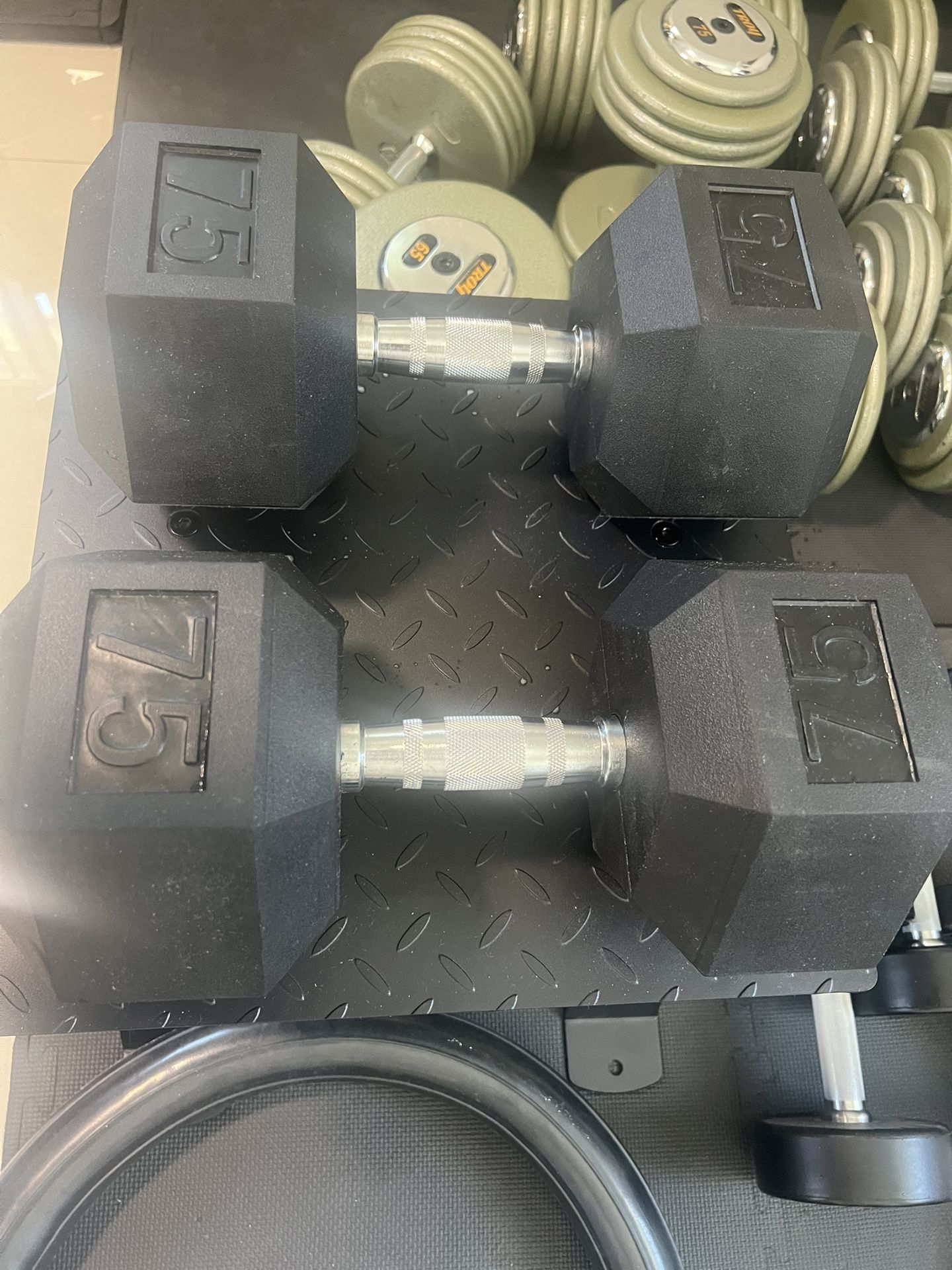 Dumbbell Rubber Hex 75LB