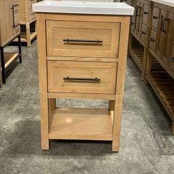 20" Solid Wood Bathroom Vanity Cabinet with Ceramic Sink