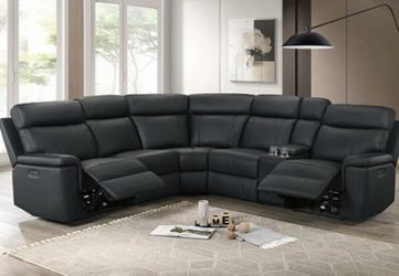 New luxury leather power recliner sectional couch / free delivery
