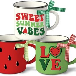 Miniature Watermelon Mugs, Tiered Tray, Summer Decor