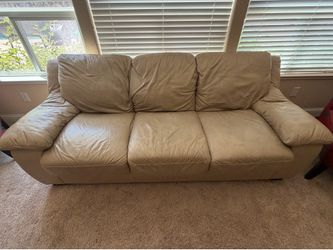 Natuzzi Leather Sofa, Loveseat, and
