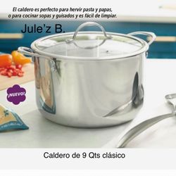 Princess House. Olla De 9 Qts Clásica De Acero Inoxidable Nueva En Su Caja 