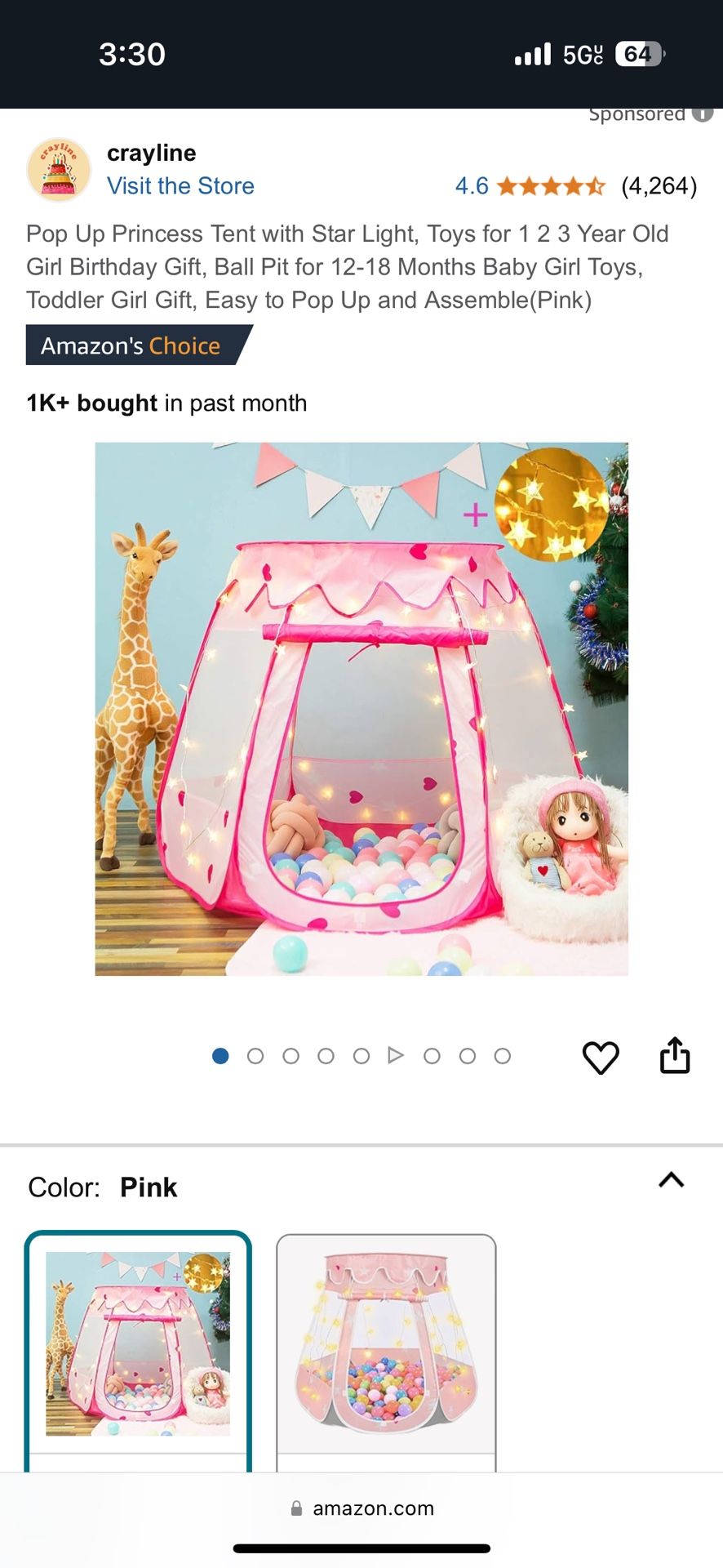 Pop Up Princess Tent