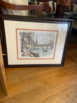 Vintage framed print of Paris Eiffel Tower