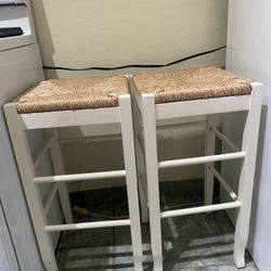 Bar Stools White Rush Seat