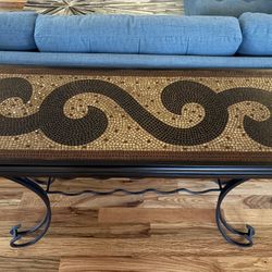 Mosaic Wood And Iron Console Table